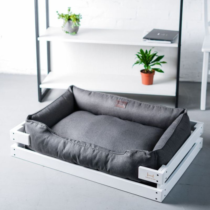 Лежак Dreamer White-Gray з дерев'яним каркасом