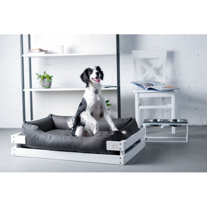 Лежак Dreamer White-Gray з дерев'яним каркасом