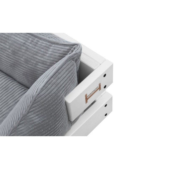Лежак Dreamer White + Grey Velvet із дерев'яним каркасом