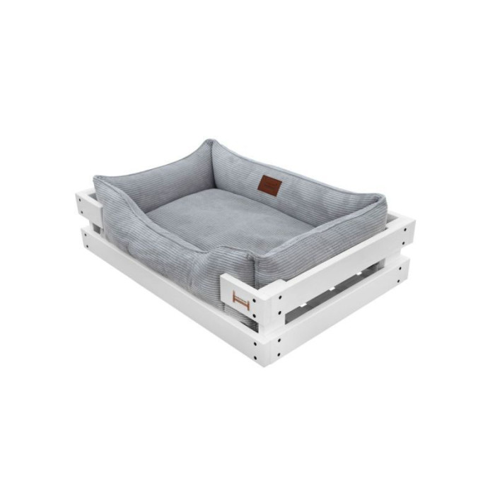 Лежак Dreamer White + Grey Velvet із дерев'яним каркасом