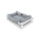 Лежак Dreamer White + Grey Velvet із дерев'яним каркасом