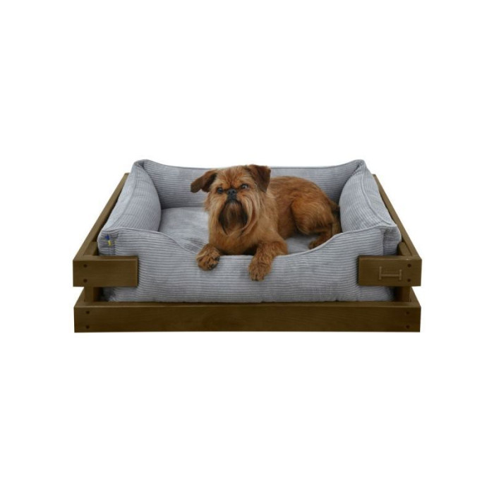 Лежак Dreamer Nature + Gray Velvet із дерев'яним каркасом