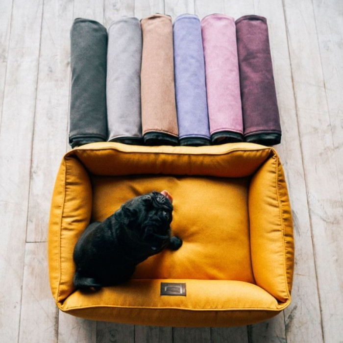 Мягкий лежак Dreamer Mustard с бортами со съемным чехлом S 60 х 40 cm