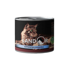 Влажный корм для взрослых котов LANDOR с куропаткой и индейкой, 200 г