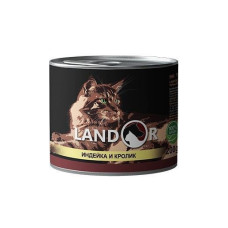 Влажный корм для взрослых котов LANDOR с индейкой и кроликом, 200 г