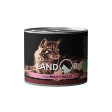 Влажный корм для стерилизованных взрослых кошек LANDOR с индейкой и клюквой, 200 г