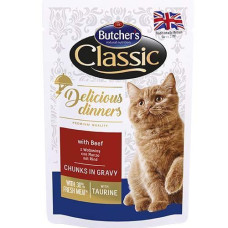 Консерви для кішок Butchers Classic Delicious Dinners, яловичина у соусі, пауч 100г