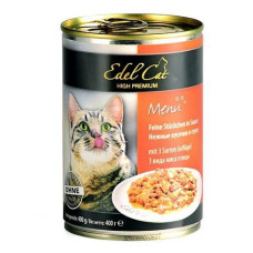 Консерви для кішок Edel Cat mit 3 Sorten Geflugel - шматочки в соусі, 3 види м'яса птиці, 400г