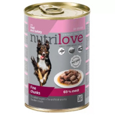 Консервы для собак Nutrilove, телятина и индейка в соусе