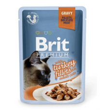 Влажный корм для кошек Brit Premium Cat Turkey Fillets Gravy pouch, филе индейки в соусе, 85 г 
