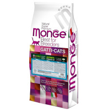 Беззерновой корм Monge BWild Cat GRAIN FREE TONNO CON PISELLI с тунцом для стерилизованных кошек 10кг