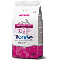 Корм Monge Dog Extrasmall Adult для взрослых собак миниатюрных пород, курица с рисом 0,8кг