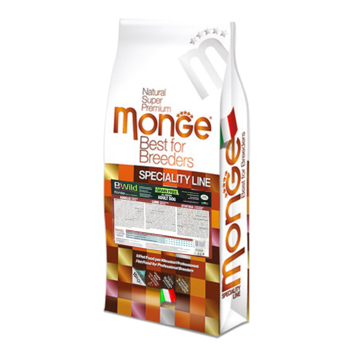 Беззерновий корм Monge Dog Bwild Grain Free, для дорослих собак усіх порід, ягня 2,5кг