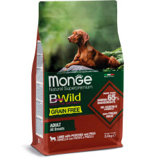 Беззерновий корм Monge Dog Bwild Grain Free, для дорослих собак усіх порід, ягня 2,5кг