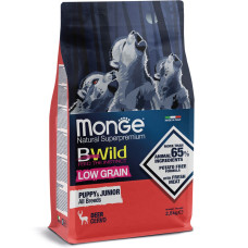 Низькозерновий корм Monge Dog Bwild Low Grain Puppy & Junior для цуценят та юніорів всіх порід, оленина 2,5кг