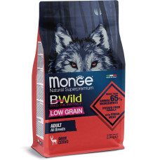 Низкозерновой корм Monge Dog  Bwild Low Grain для взрослых собак всех пород, оленина 2,5кг
