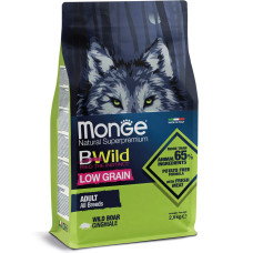 Низкозерновой корм Monge Dog  Bwild Low Grain для взрослых собак всех пород, дикий кабан 2,5кг