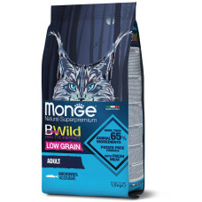 Низкозерновой корм MONGE CAT BWILD LOW GRAIN ANCHOVIES с анчоусами для взрослых кошек 1,5кг