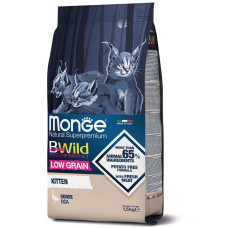 Низкозерновой корм MONGE KITTEN BWILD LOW GRAIN GOOSE с гусем для котят 1-12мес., 1,5кг
