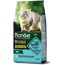 Беззерновий Monge BWild Cat GRAIN FREE MERLUZZO CON PATATE E LENTICCHIE з тріски для дорослих кішок 1,5кг