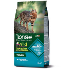 Беззерновий корм Monge BWild Cat GRAIN FREE TONNO CON PISELLI з тунцем для стерилізованих кішок 1,5кг