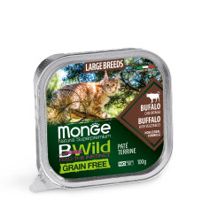 Беззерновая консерва Monge BWild Cat GRAIN FREE из мяса буйвола для больших кошек всех возрастов, пауч 0,1кг (паштет)