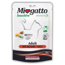 Беззерновые монопротеиновые натуральные консервы для кошек Morando MioGatto Sensitive Monoprotein индейка 100%, 85г