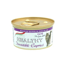 HEALTHY ® Irresistibili Capricci влажный корм для привередливых котов - паштет из перепелкой и оливками 85г