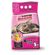 Бентонітовий Компактний наповнювач Супер Бенек для котячого туалету з ароматом цитрусової свіжості 5л
