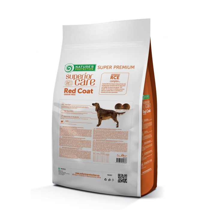 Сухой беззерновой корм для взрослых собак всех пород с рыжей окраской шерсти Nature's Protection Superior Care Red Coat Grain Free Adult All Breeds with Salmon 10 кг