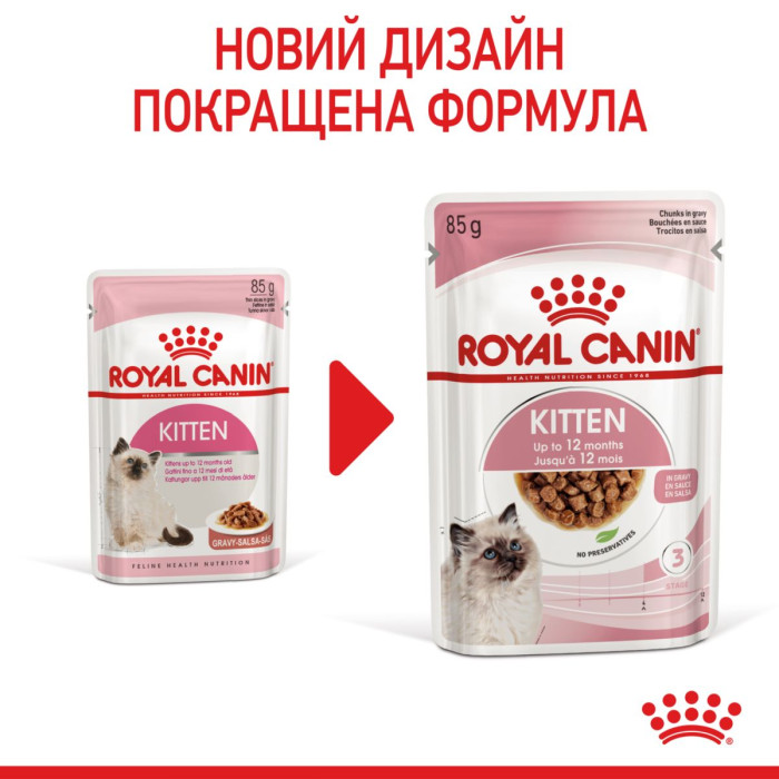Консервы Royal Canin Kitten Chunks in gravy (кусочки в соусе) для котят до 12 месяцев, 85г