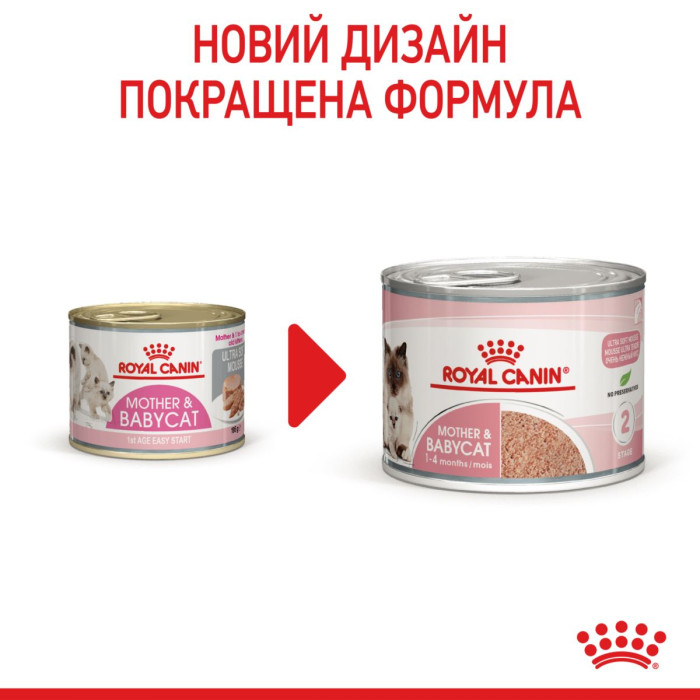 Влажный корм для новорожденных котят Royal Canin MOTHER & BABYCAT (Ultra soft mousse), 195 г