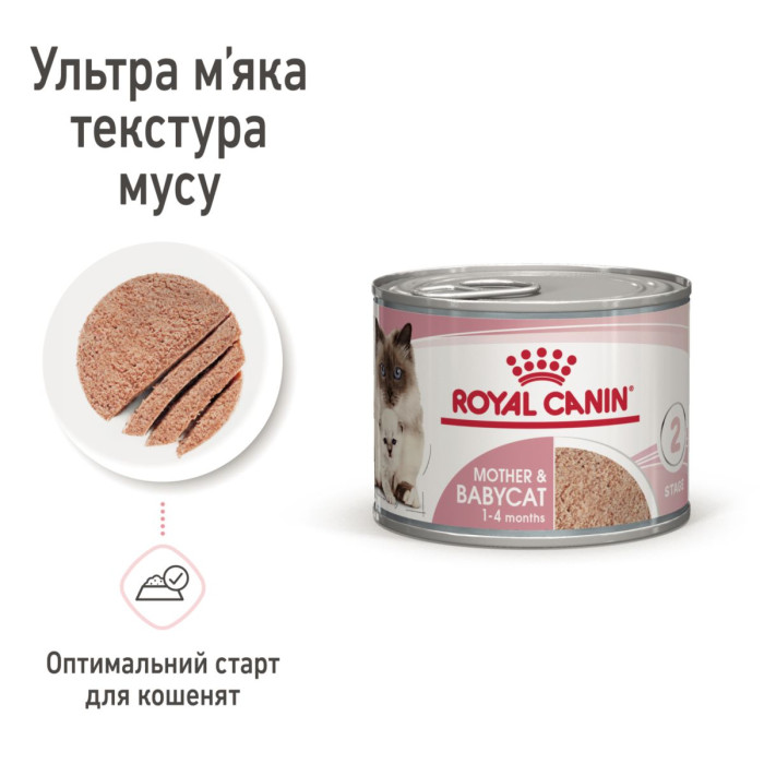 Влажный корм для новорожденных котят Royal Canin MOTHER & BABYCAT (Ultra soft mousse), 195 г