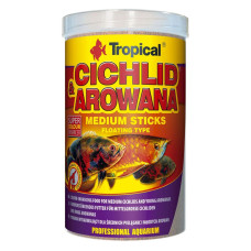 Корм для плотоядных цихлид Tropical Cichlid and Arowana Medium Sticks 1L/360g