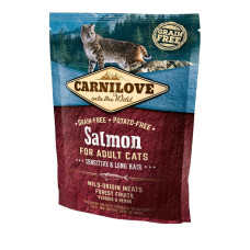Корм для кошек с чувствительным пищеварением Carnilove Cat Salmon - Sensitive & Long Hair, лосось, 400г