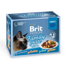 Brit Premium Cat Набір павучів 12шт х 85g сімейна тарілка у соусі