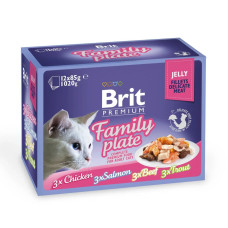 Brit Premium Cat Набір павучів 12шт х 85g сімейна тарілка в желе