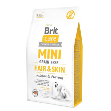 Сухой корм Brit Care GF Mini Hair and Skin для собак миниатюрных пород, шерсть которых требует дополнительного ухода, 2кг