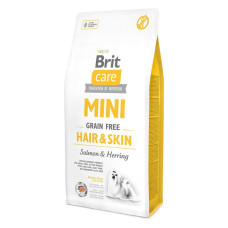 Сухой корм Brit Care GF Mini Hair and Skin для собак миниатюрных пород, шерсть которых требует дополнительного ухода, 7кг