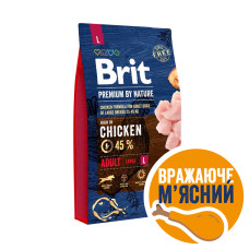 Корм Brit Premium by Nature ADULT L для взрослых собак крупных пород, с курицей, 8кг