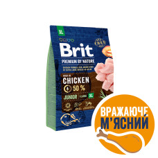 Корм Brit Premium Junior XL для щенков и молодых собак гигантских пород (от 45 кг), с курицей, 3кг