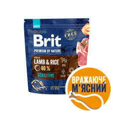 Корм Brit Premium by Nature Sensitive для собак всех пород с чувствительным пищеварением, ягненок, 1кг