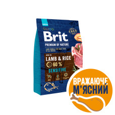 Корм Brit Premium by Nature Sensitive для собак усіх порід з чутливим травленням, ягня, 3кг