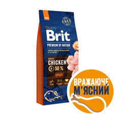 Корм Brit Premium by Nature SPORT для собак с повышенной активностью, с курицей, 15кг