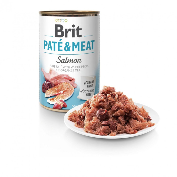 Влажный корм для собак Brit Pate and Meat Dog k 400 g с лососем