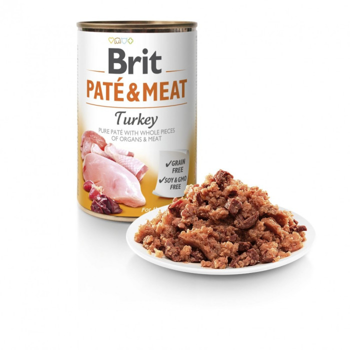 Влажный корм для собак Brit Pate and Meat Dog k 400 g с индейкой