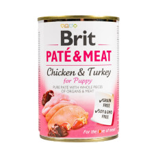 Влажный корм для собак Brit Pate and Meat Puppy 400 g chicken and turkey