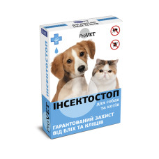 Капли на холку Инсектостоп ProVET (6 пип*0,8мл) для взрослых собак и кошек, инсектоакарицид