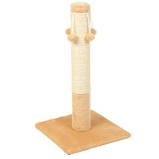 Дряпка Д04 стовпчик с 4-мя бубонами бежева 37х37 см*67 см