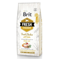 Холистик корм Brit Fresh Chicken/Potato Adult для взрослых собак, курица,картофель, 12kg 